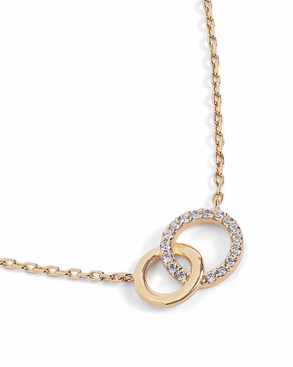 18kt Gold Plated CZ Interlocking Circle Necklace