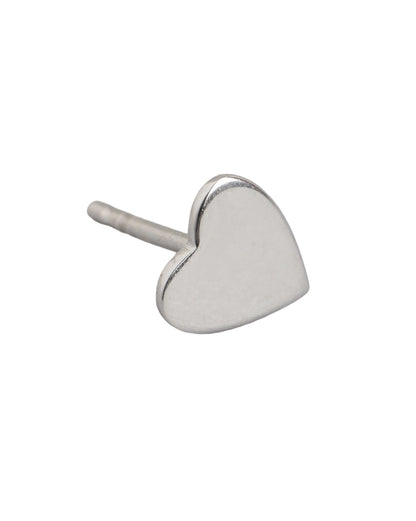 925 Steling Silver Rhodium Plated Heart Petite Stud Earring