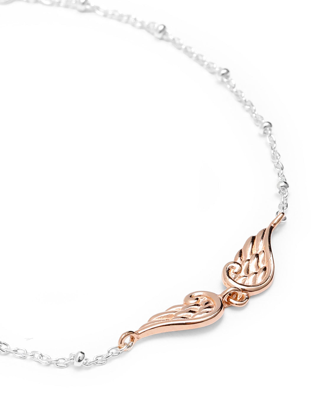 925 Sterling Silver Rhodium Plated Angel Wings Charm Bracelet