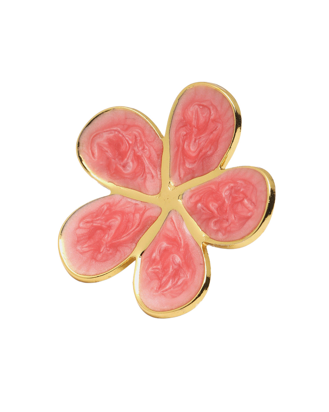 Gold Plated Swirl Enamel Blossom Flower Stud Earring