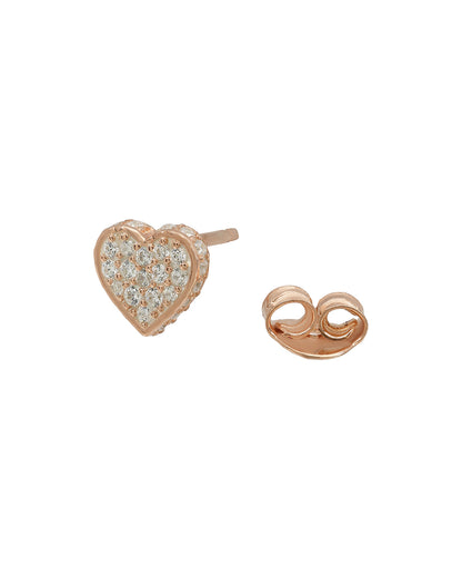 925 Sterling Silver with 18kt Rose Gold Plated CZ Petite Heart Stud Earring