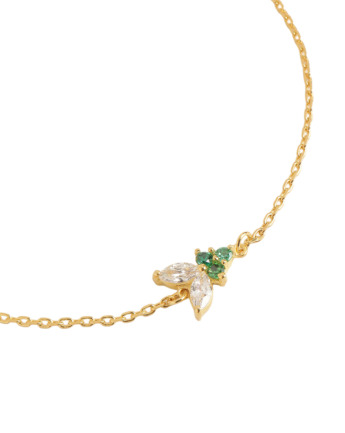18kt Gold-Plated Minimal Emerald-Green CZ Adjustable Bracelet