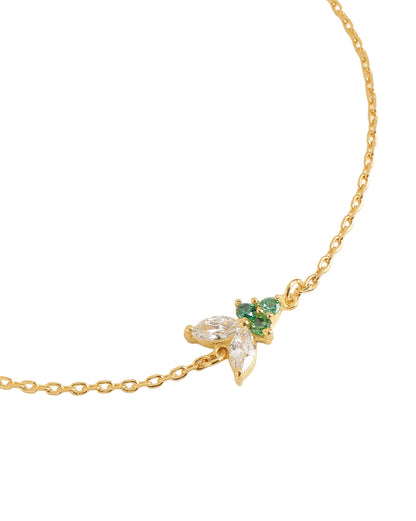 18kt Gold-Plated Minimal Emerald-Green CZ Adjustable Bracelet