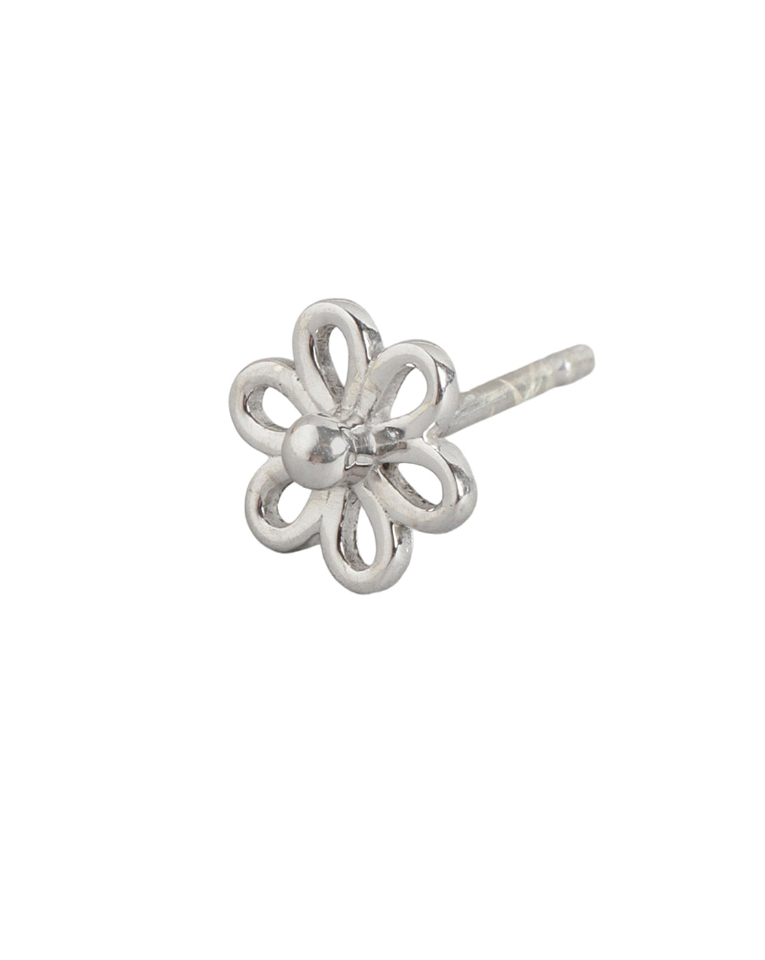 925 Sterling Silver Rhodium Plated Floral Petite Stud Earring
