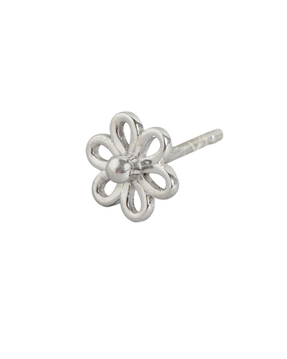 925 Sterling Silver Rhodium Plated Floral Petite Stud Earring