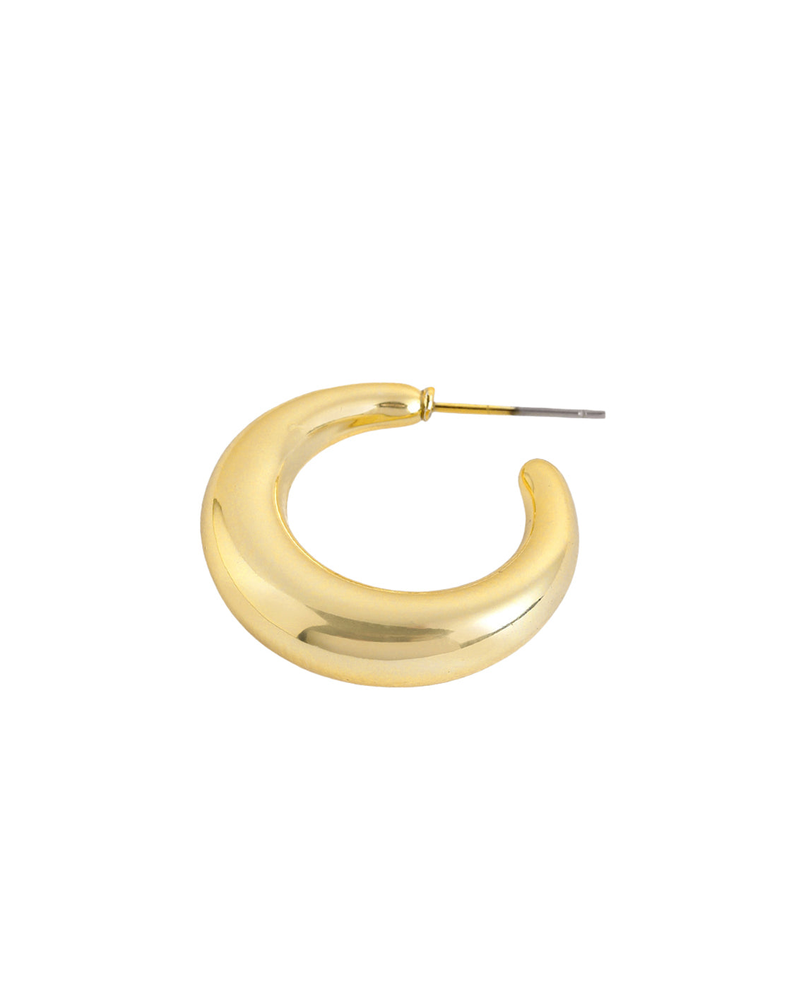 Gold Plated Sculptured Half Hoop Earring