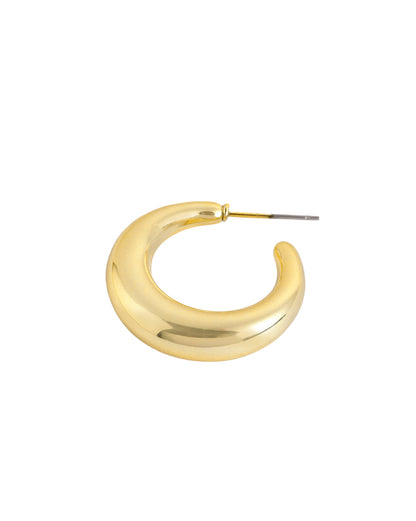 Gold Plated Sculptured Half Hoop Earring