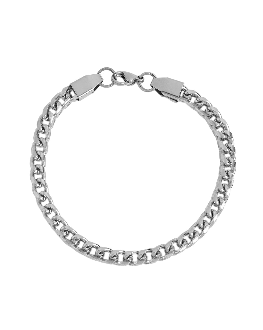 Men Silver Plated Chain Link Curb Bracelet