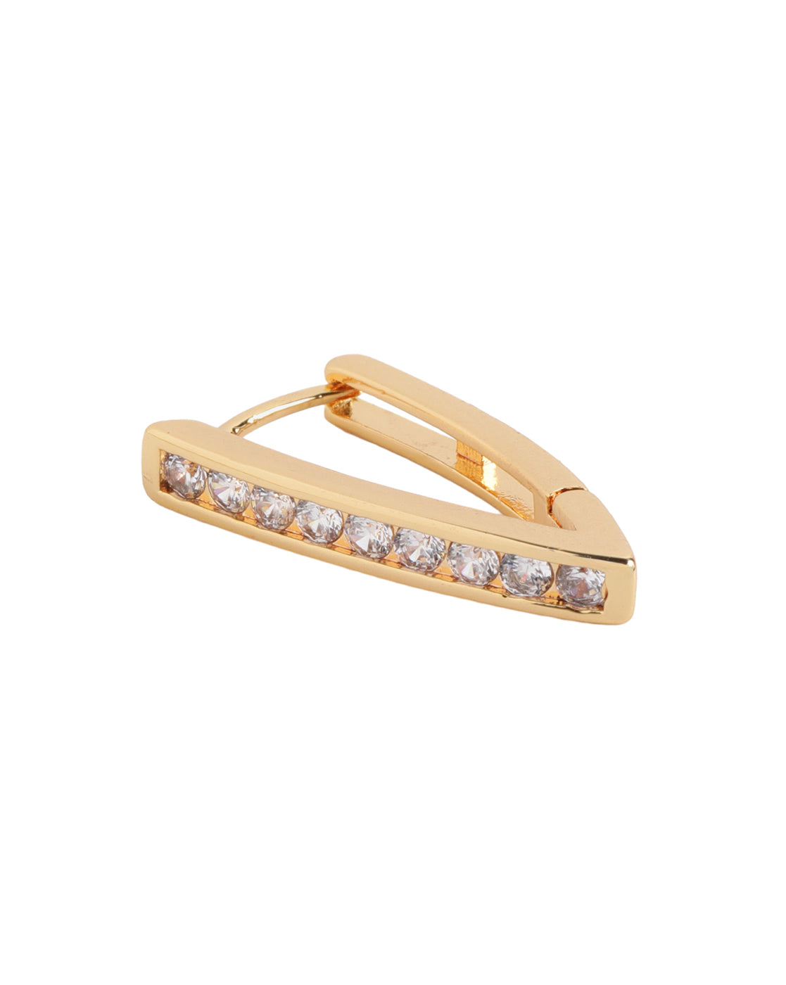 Gold Plated Sleek CZ V-Shaped Hoop Earrings