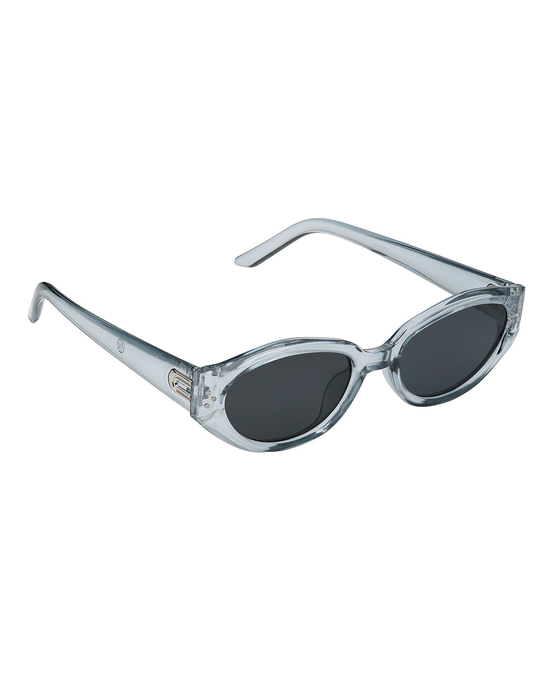 Women Grey Toned UV Protected Black Lens Oval Sunglasses