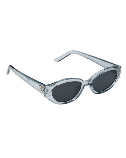 Women Grey Toned UV Protected Black Lens Oval Sunglasses
