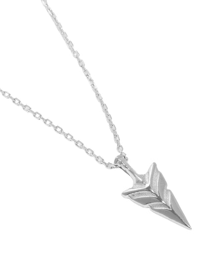 Men Rhodium Plated Arrow Pendant and Chain
