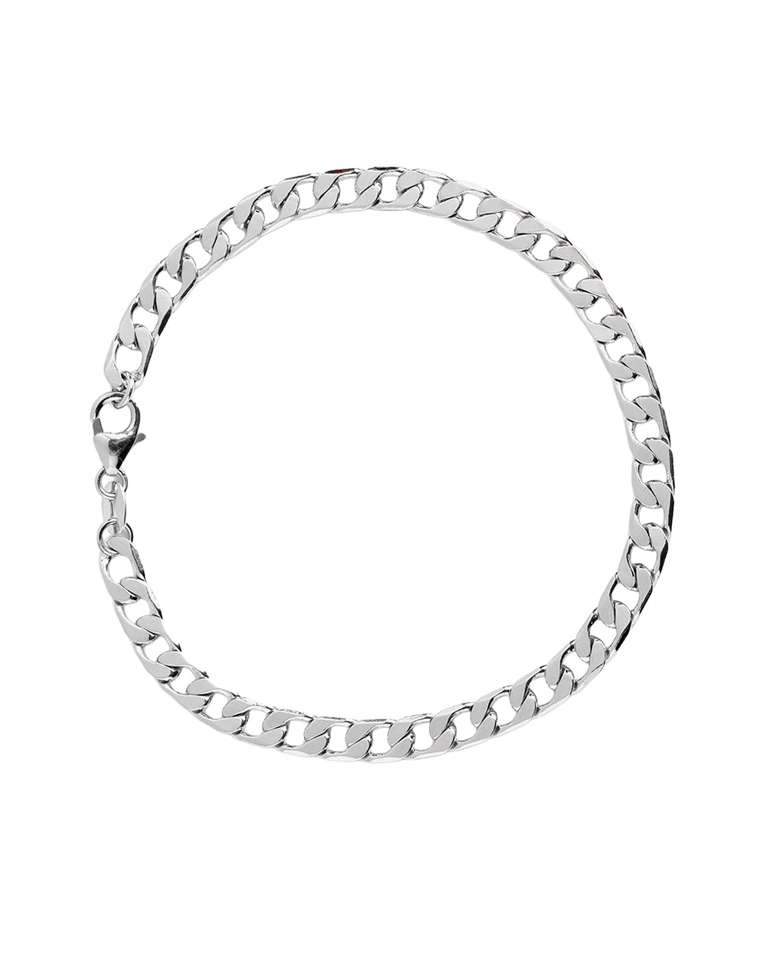 Rhodium Plated Diamond Cut Curb Chain Bracelet for Men