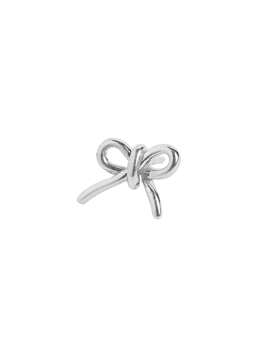 925 Sterling Silver Rhodium Plated Bow Mini Stud Earring