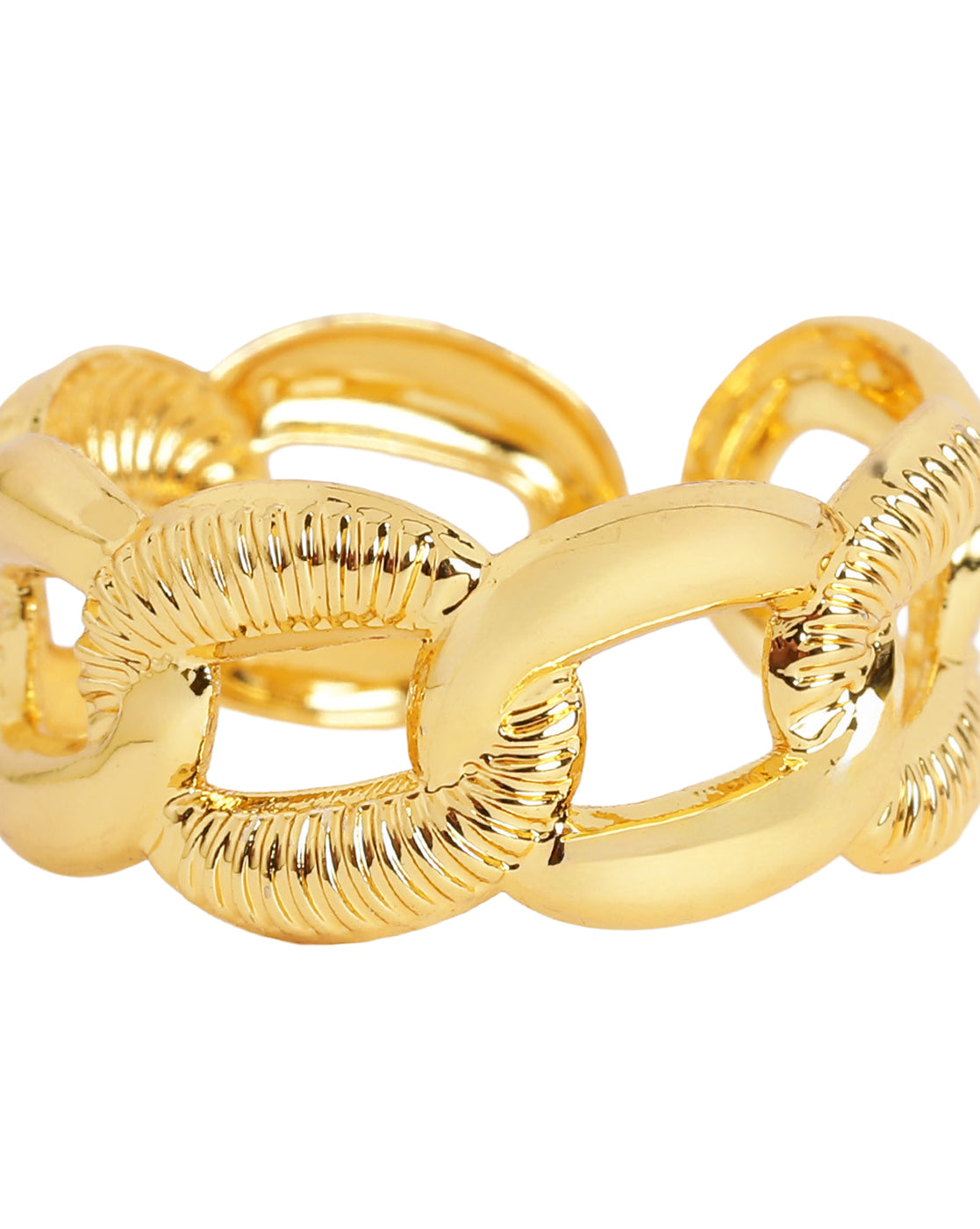 Gold Plated Contemporary Chain Link Adjustable Ring