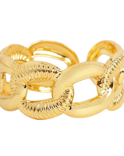 Gold Plated Contemporary Chain Link Adjustable Ring