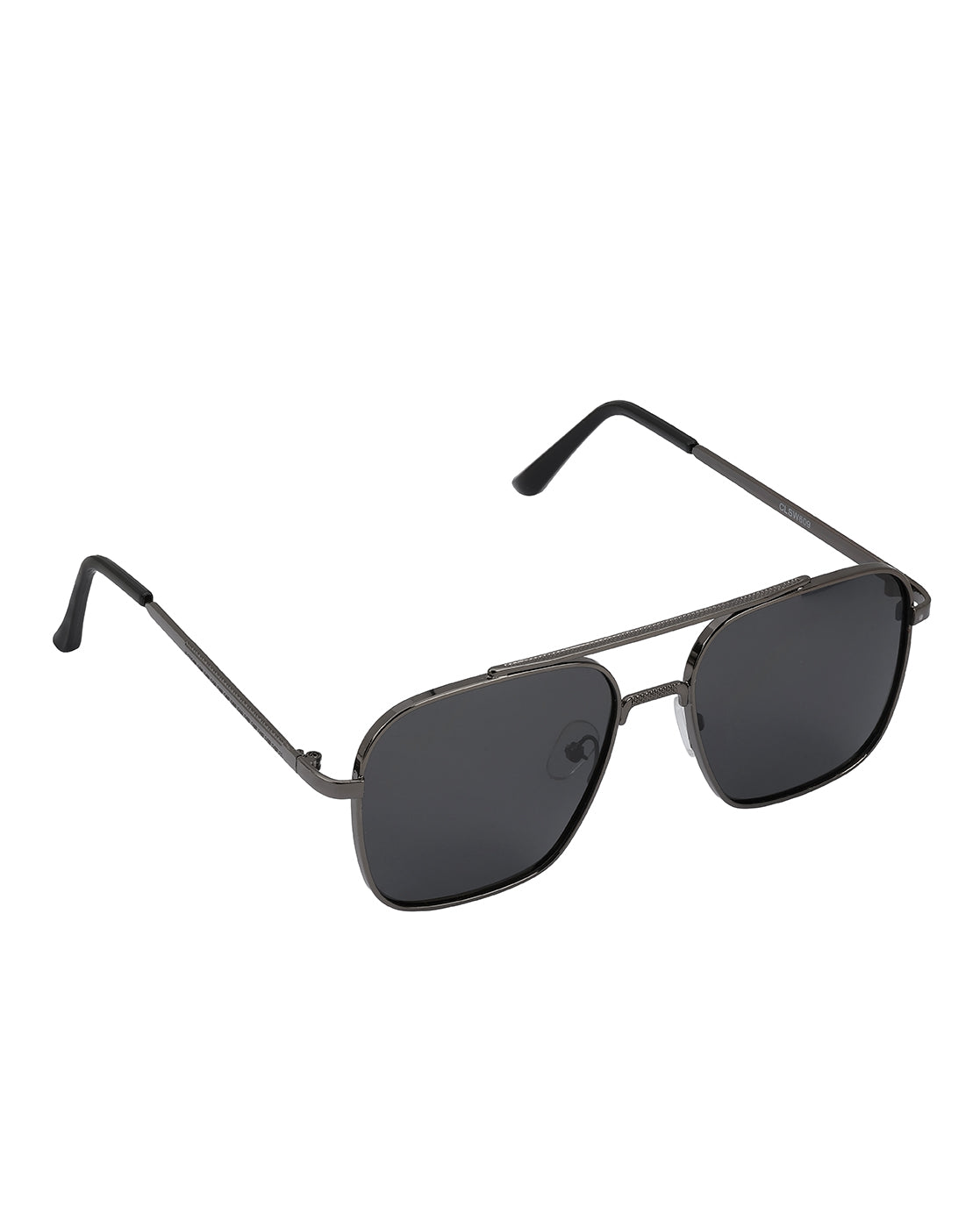 Men Metallic and Black Toned Black Polarised Lens Rectangle Sunglasses