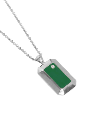 Men Rhodium Plated with CZ  and Accent Stone Enamel Pendant and Chain