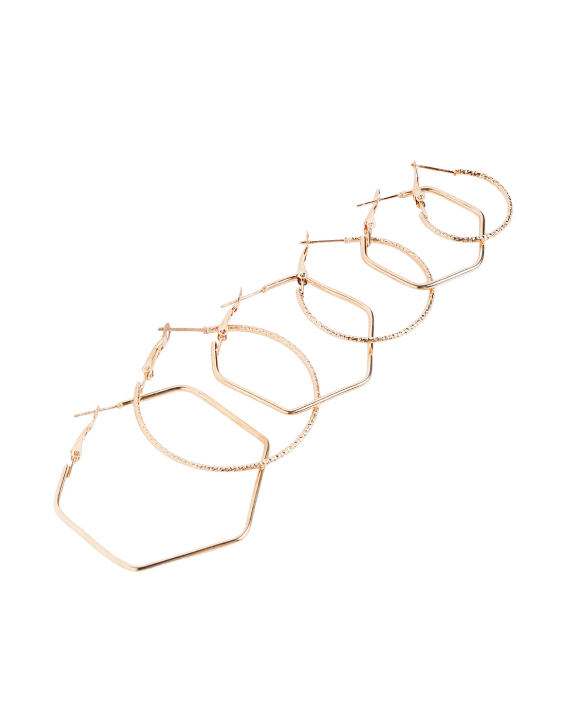 Multipack Set of 6 Gold Plated Geometric Bold Hoop Earring