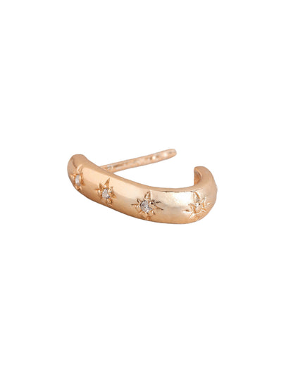 925 Sterling Silver 18kt Rose Gold Plated CZ Half Hoop Earring