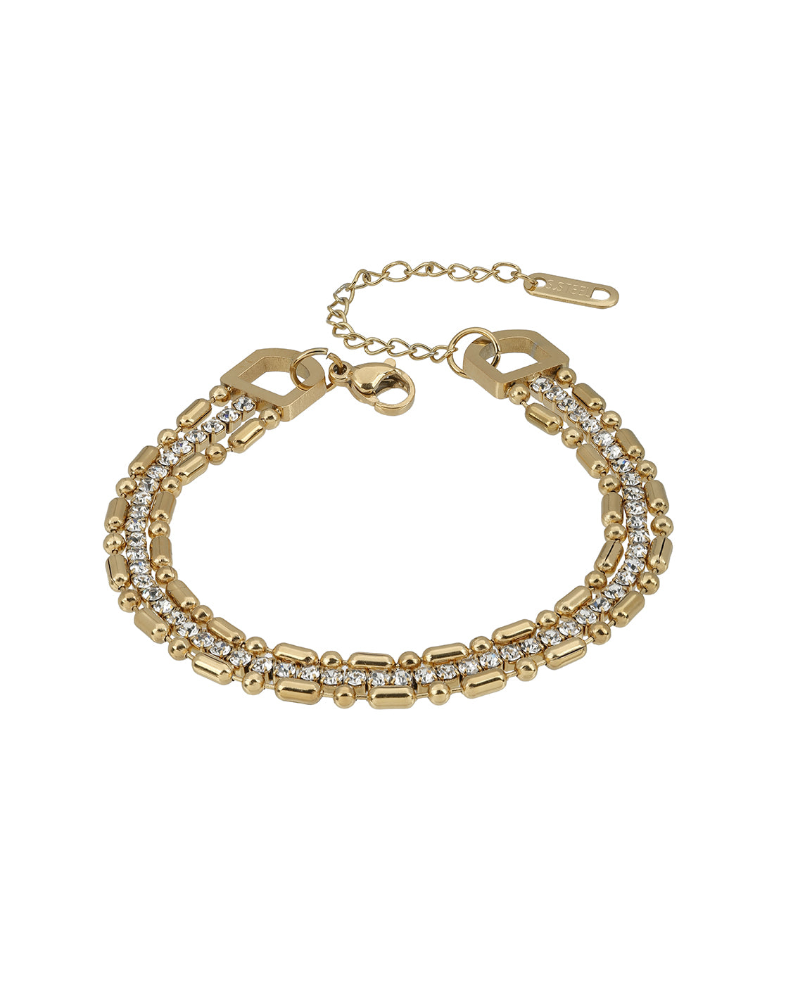 Premium Gold Plated CZ Studded Bold Layered Tennis Bracelet