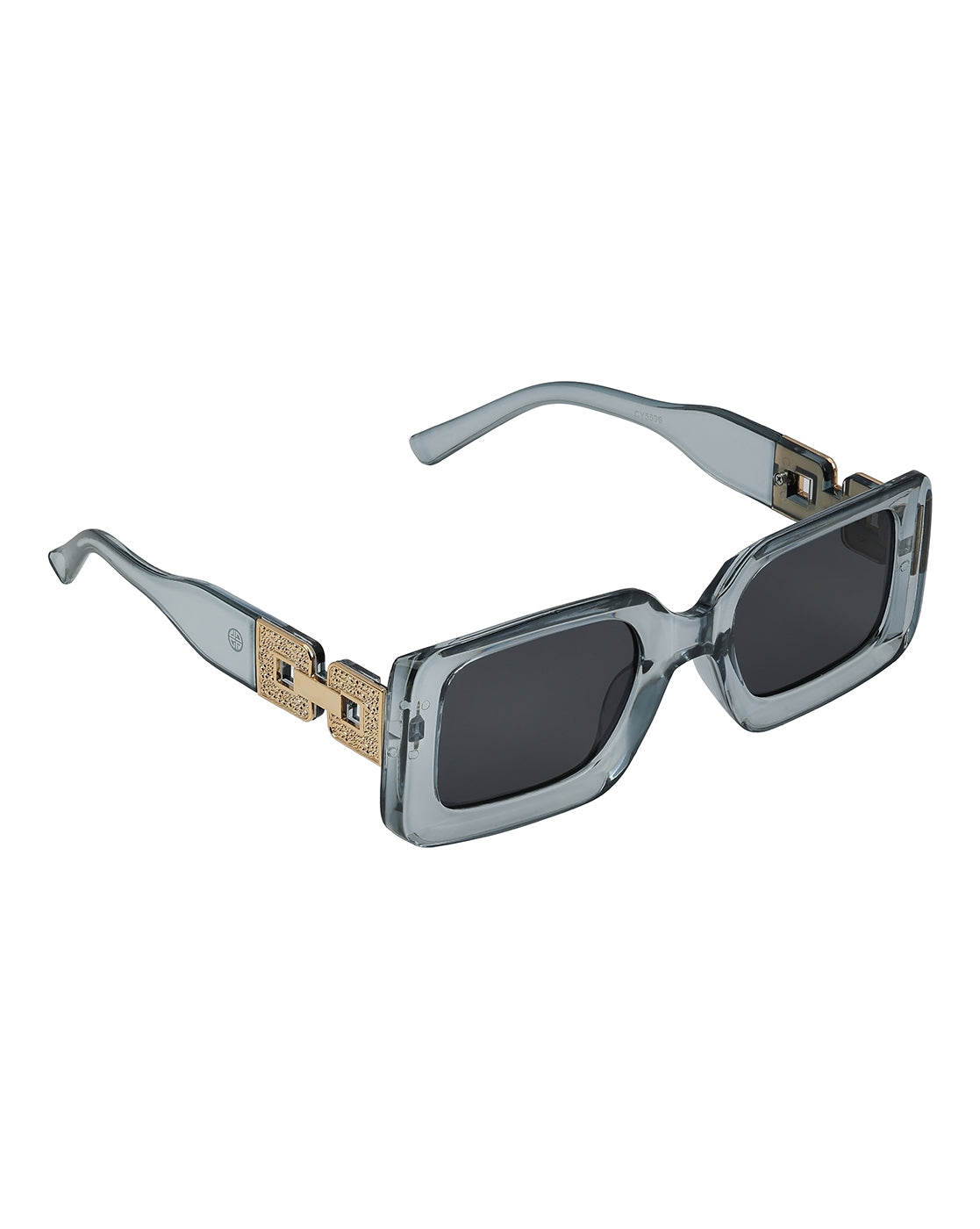 Women Grey &amp; Gold Toned UV Protected Black Lens Square Sunglasses