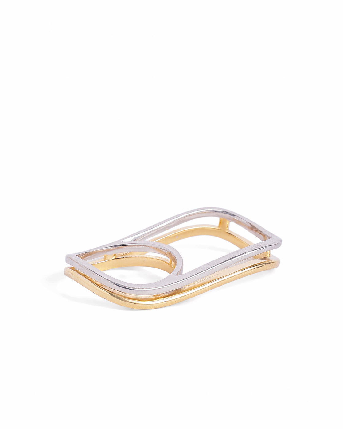 18kt Gold and Rhodium Plated Double Finger Ring