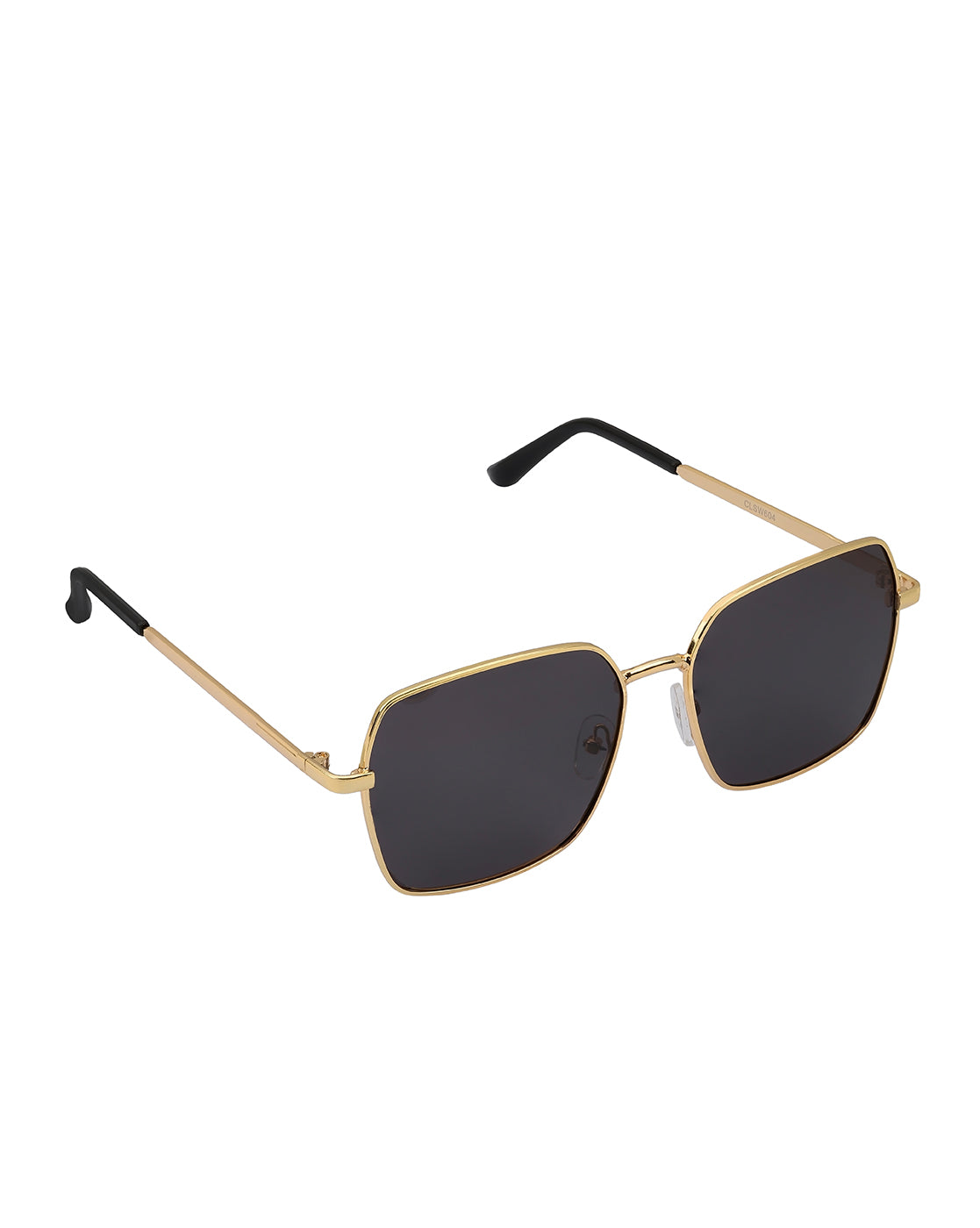 Women Gold and Black Toned Black Polarised Lens Rectangle Sunglasses
