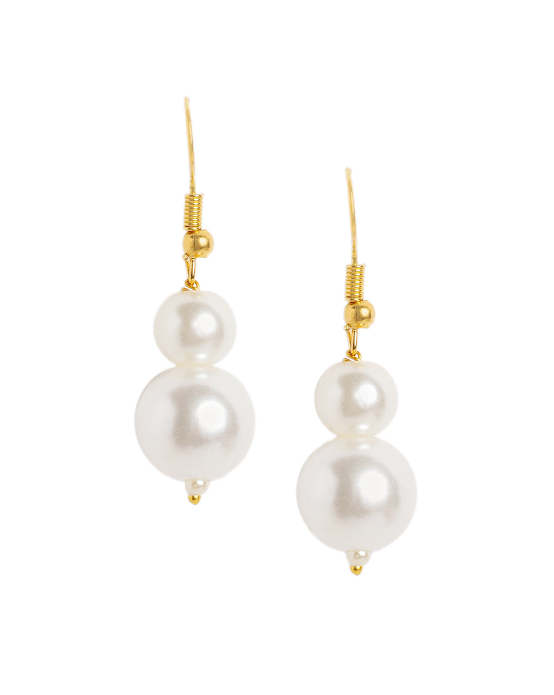 Gold Plated Triple Strand Graduation Pearl Necklace with Earring Set