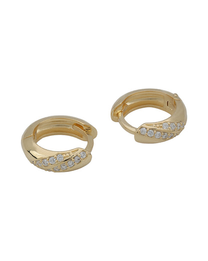 18kt Gold Plated CZ Criss Cross Mini Hoop Earrings