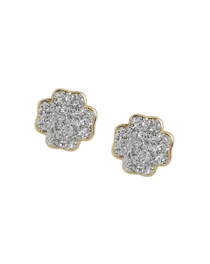 925 Sterling Silver 18kt Gold Plated CZ Dangling  Chain Stud Earring
