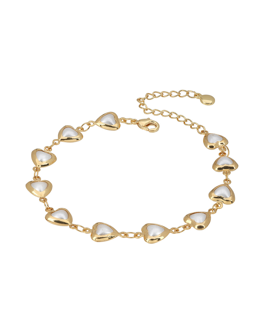 Gold Plated Designer Heart Pearl Bracelet