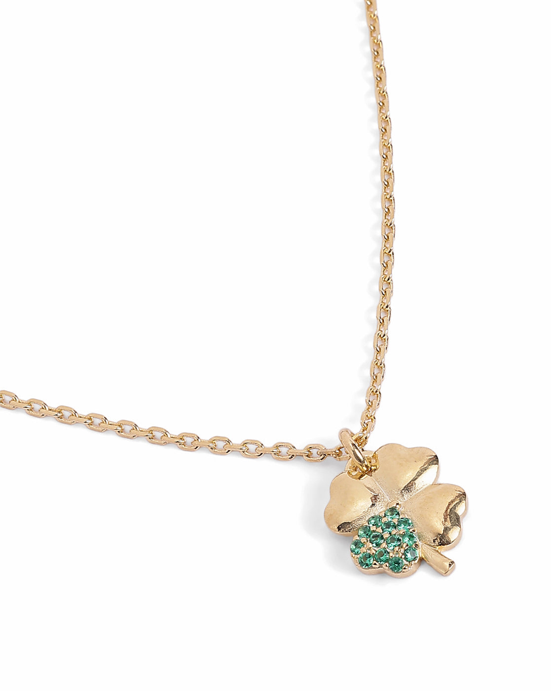 18kt Gold Plated CZ Four Clover Pendant and Chain Necklace