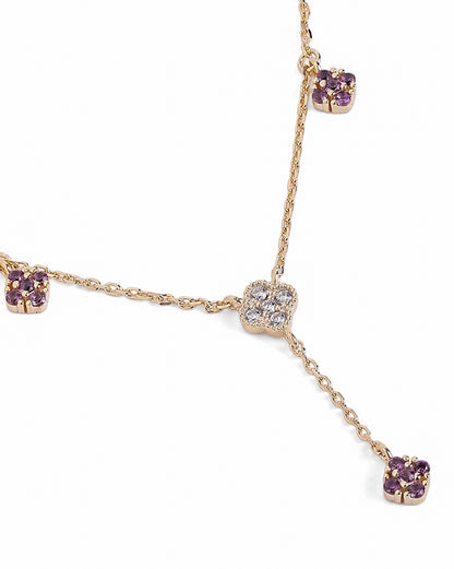 18kt Gold Plated Amethyst 4-clover Y-Necklace Lariat