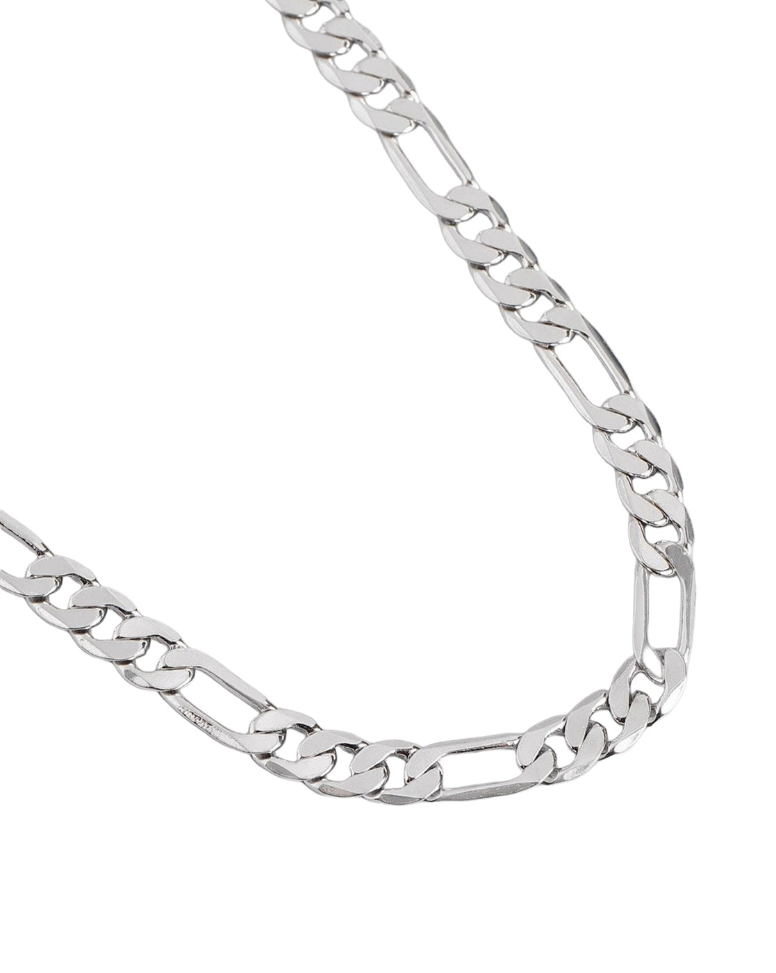 Men Rhodium Plated Figaro Chain Necklace