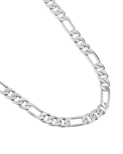 Men Rhodium Plated Figaro Chain Necklace