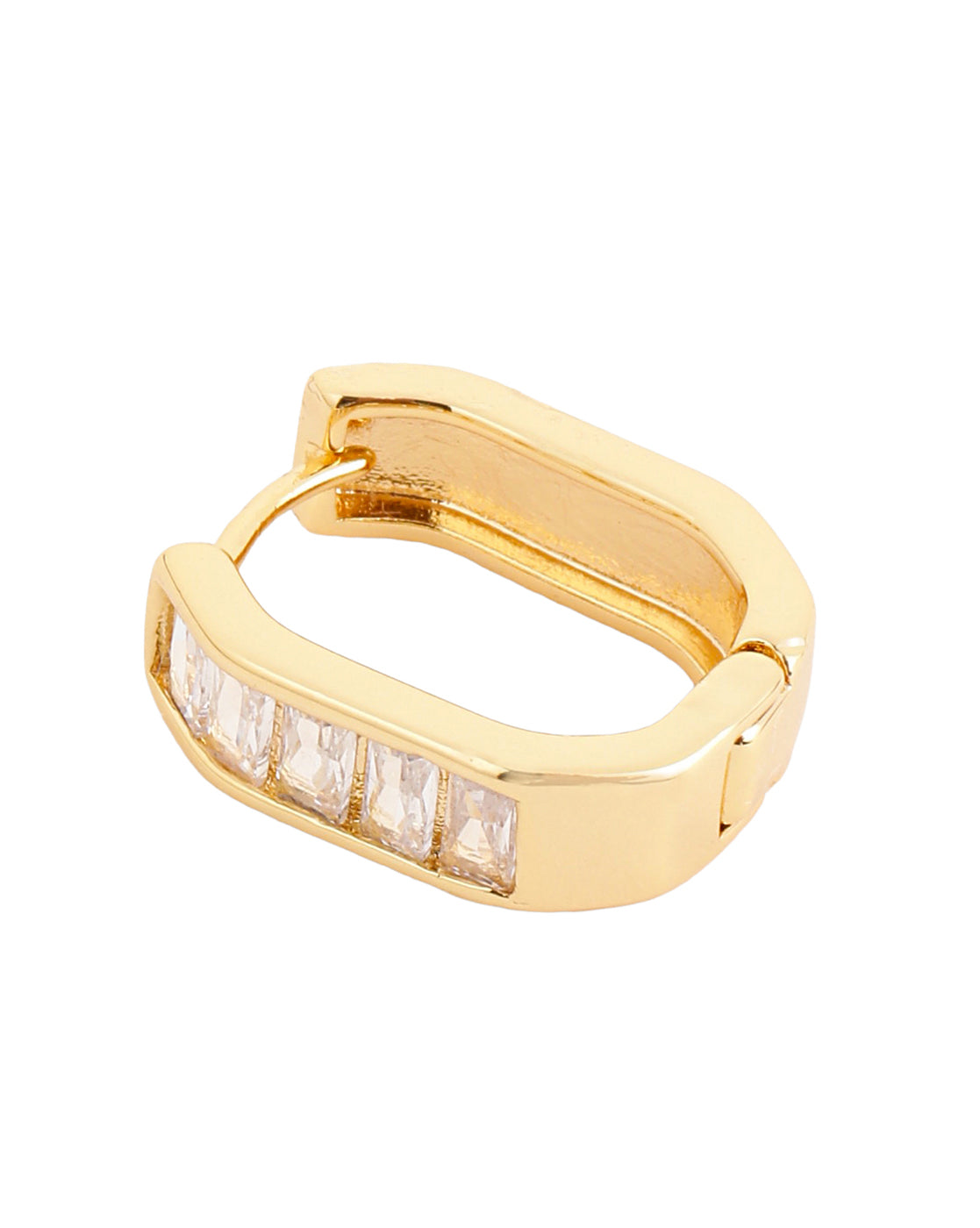Gold Plated Petite Baguette CZ Hoop Earrings