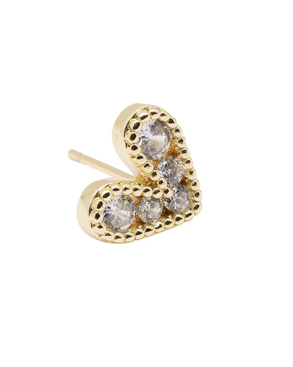 Gold Plated CZ Sparkle Mini Heart Stud Earring