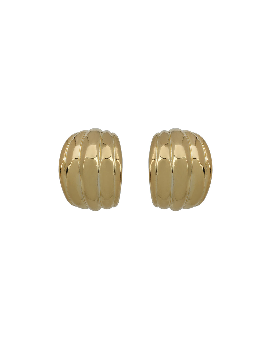 18Kt Gold-Plated Curved Textured Half Hoop Earrings