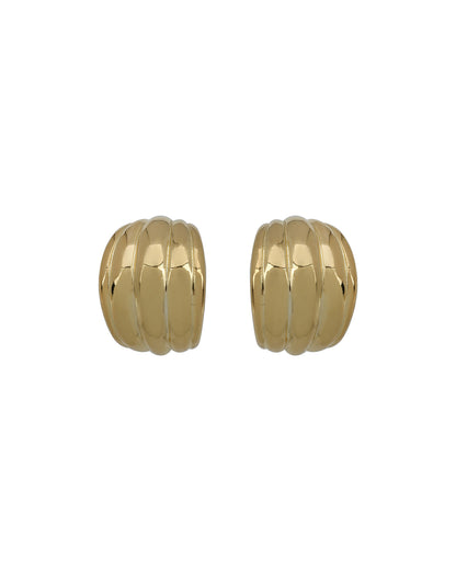 18Kt Gold-Plated Curved Textured Half Hoop Earrings