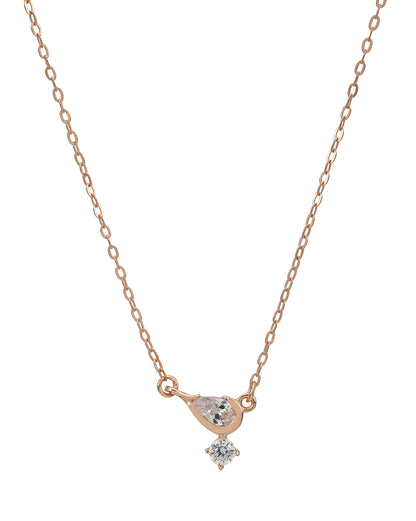 925 Sterling Silver 18kt Rose Gold Plated Dangling Solitaire Contemporary Necklace
