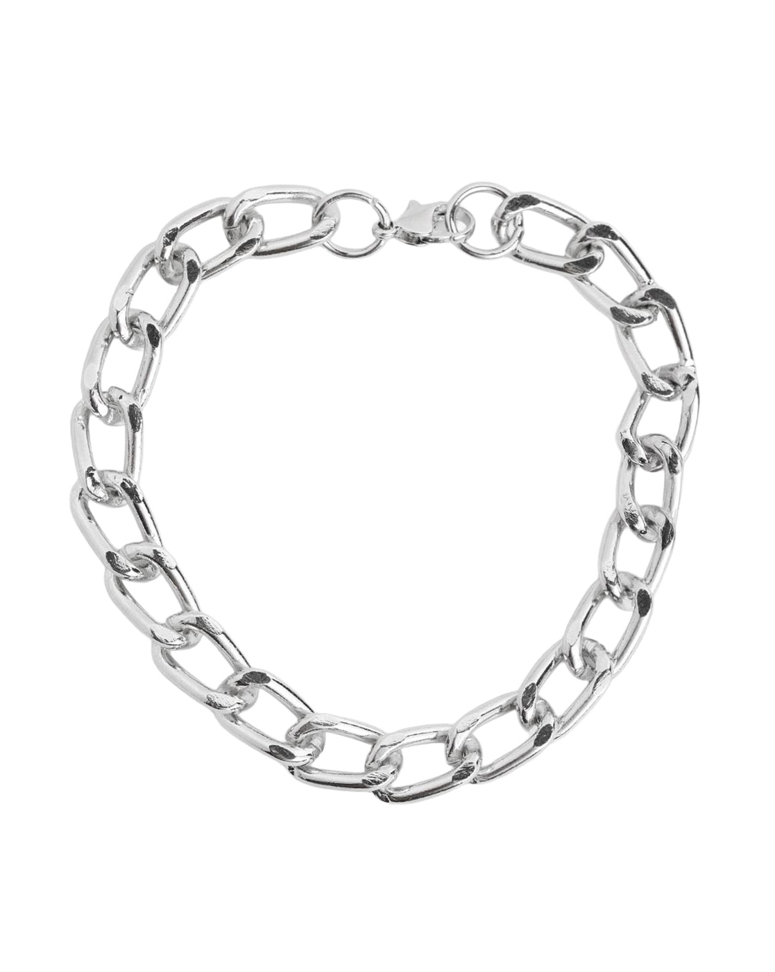 Men Silver Plated Link Bracelet