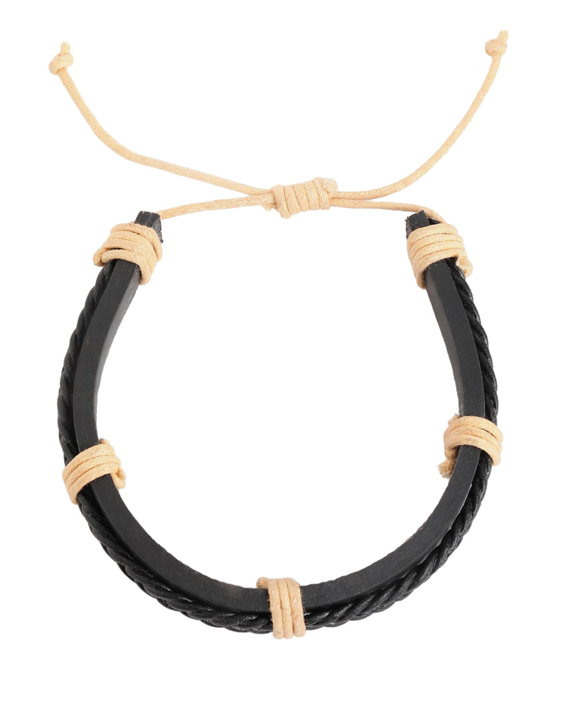 Men Set of 2 Bohemian Multicolour Adjustable Faux Leather Bracelet