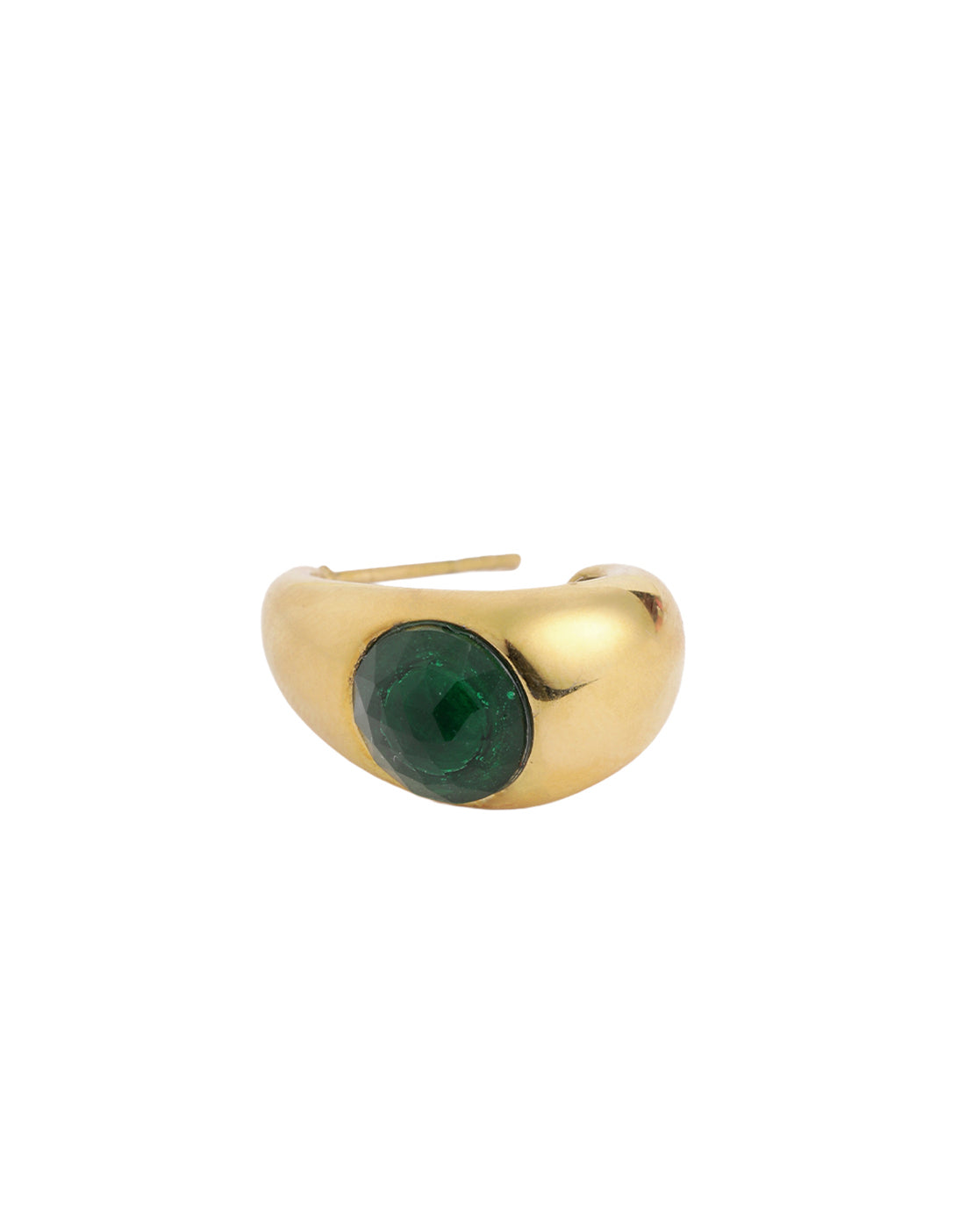 Gold Plated Emerald Green Solitaire Studded Teardrop Half Hoop Earring