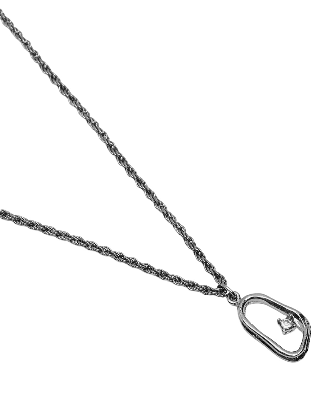 Men Black Asymmetric Organic Loop Pendant and Matching Dark Chain
