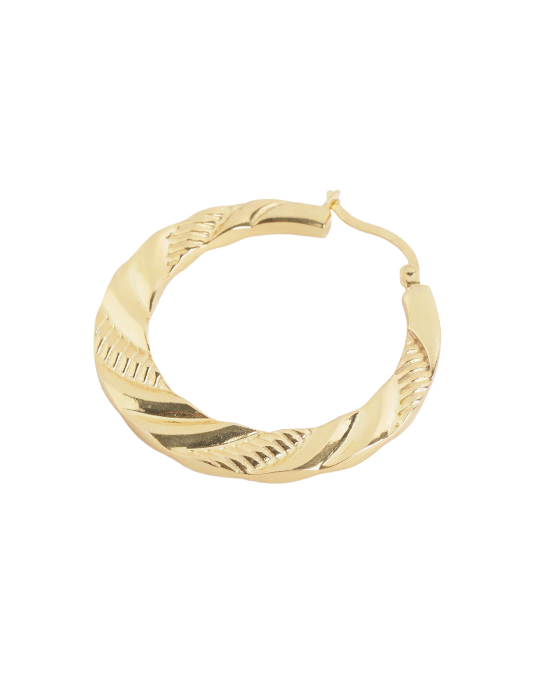 18kt Gold Plated Diamond Cut Textured Hoop Earring