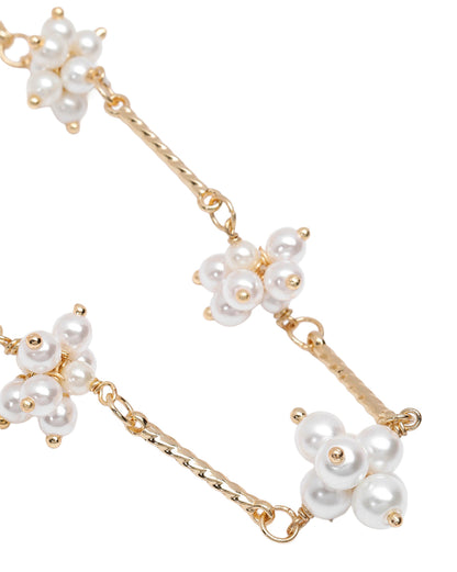 Gold Plated Bar &amp; Pearl Beaded Necklace