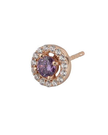 925 Sterling Silver 18kt Rose Gold Plated CZ Circular Mini Stud Earring