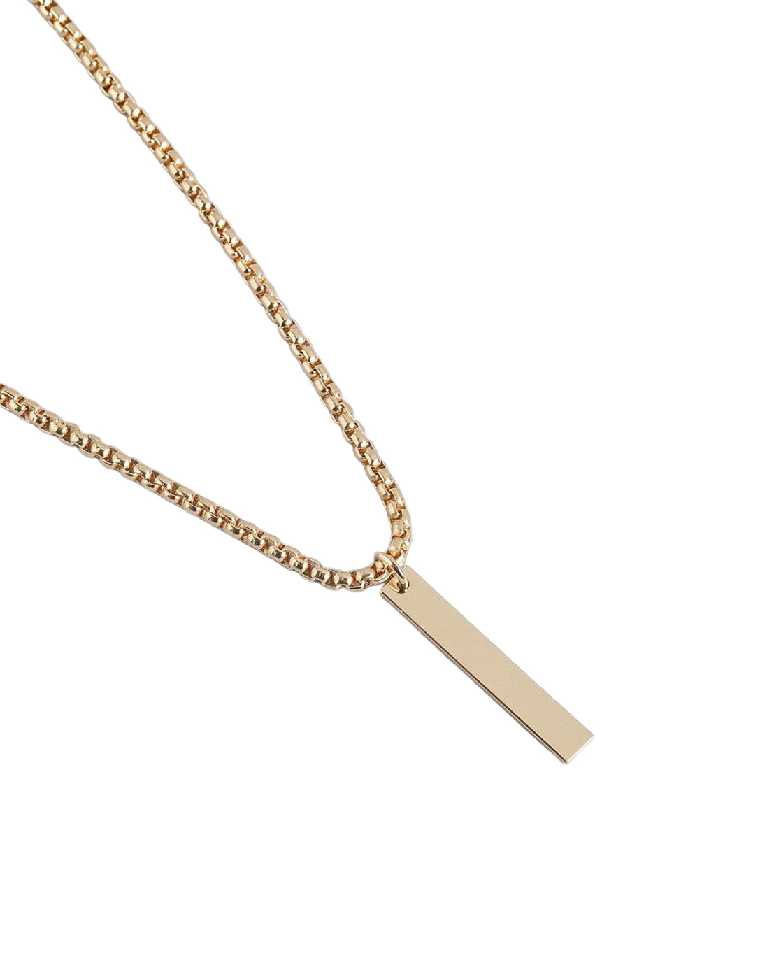 Men 18kt Gold Plated Dangling Bar Pendant and Chain