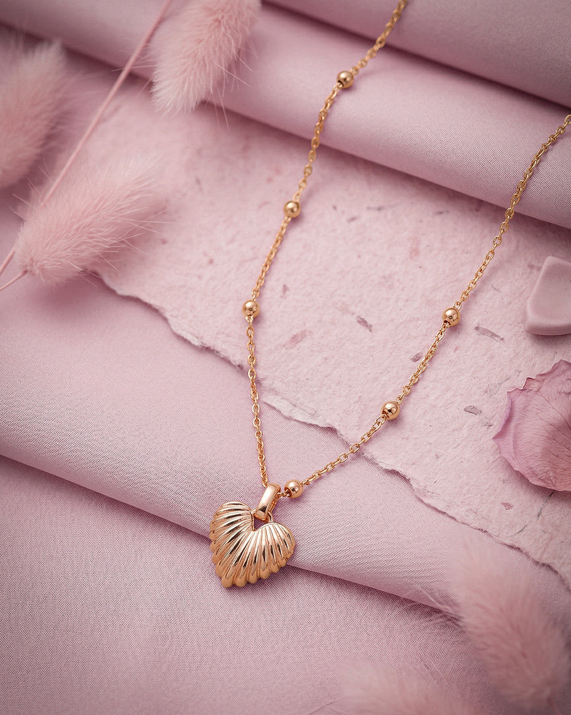 18kt Rose Gold Plated Heart Pendant and Chain